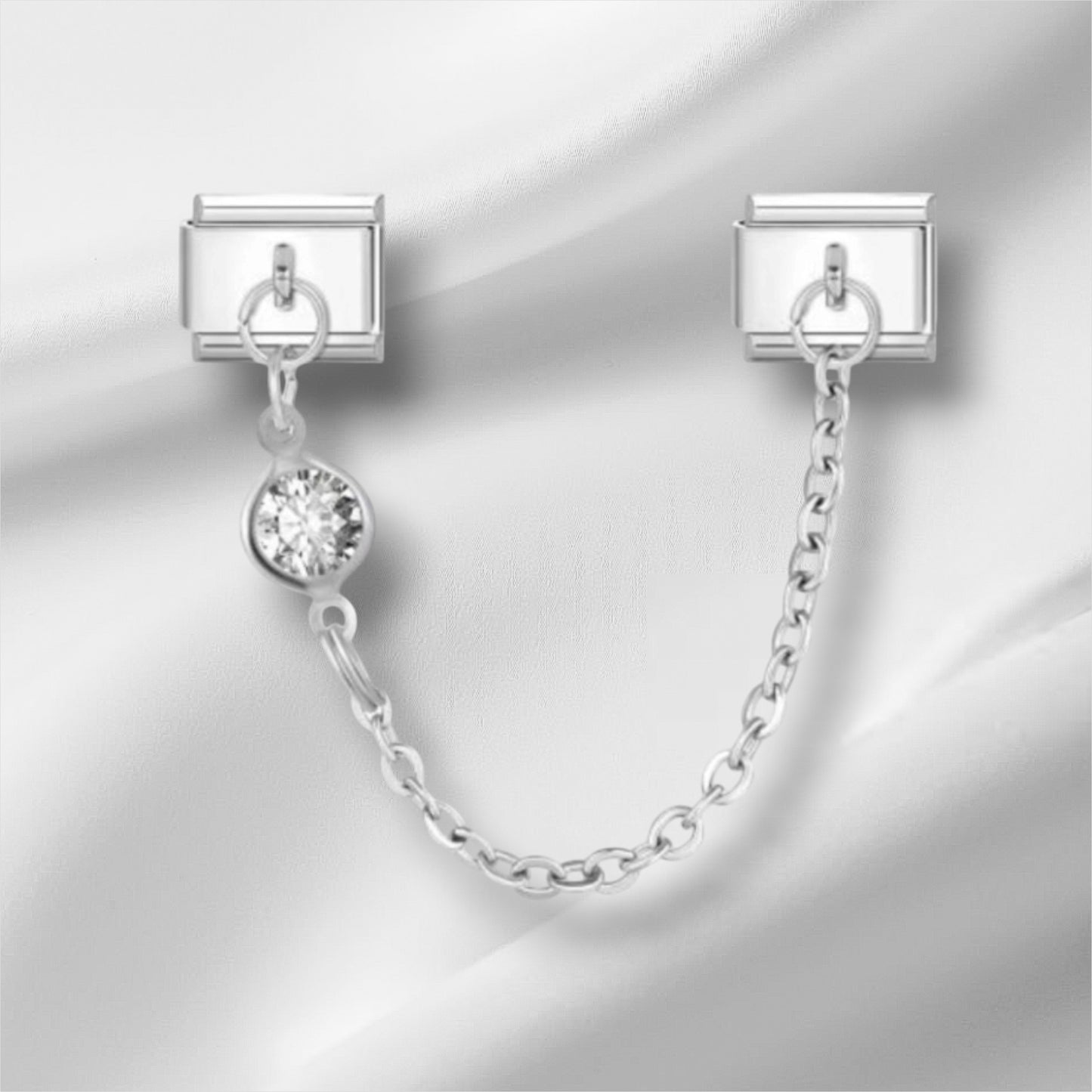 Crystal Drop Link silver